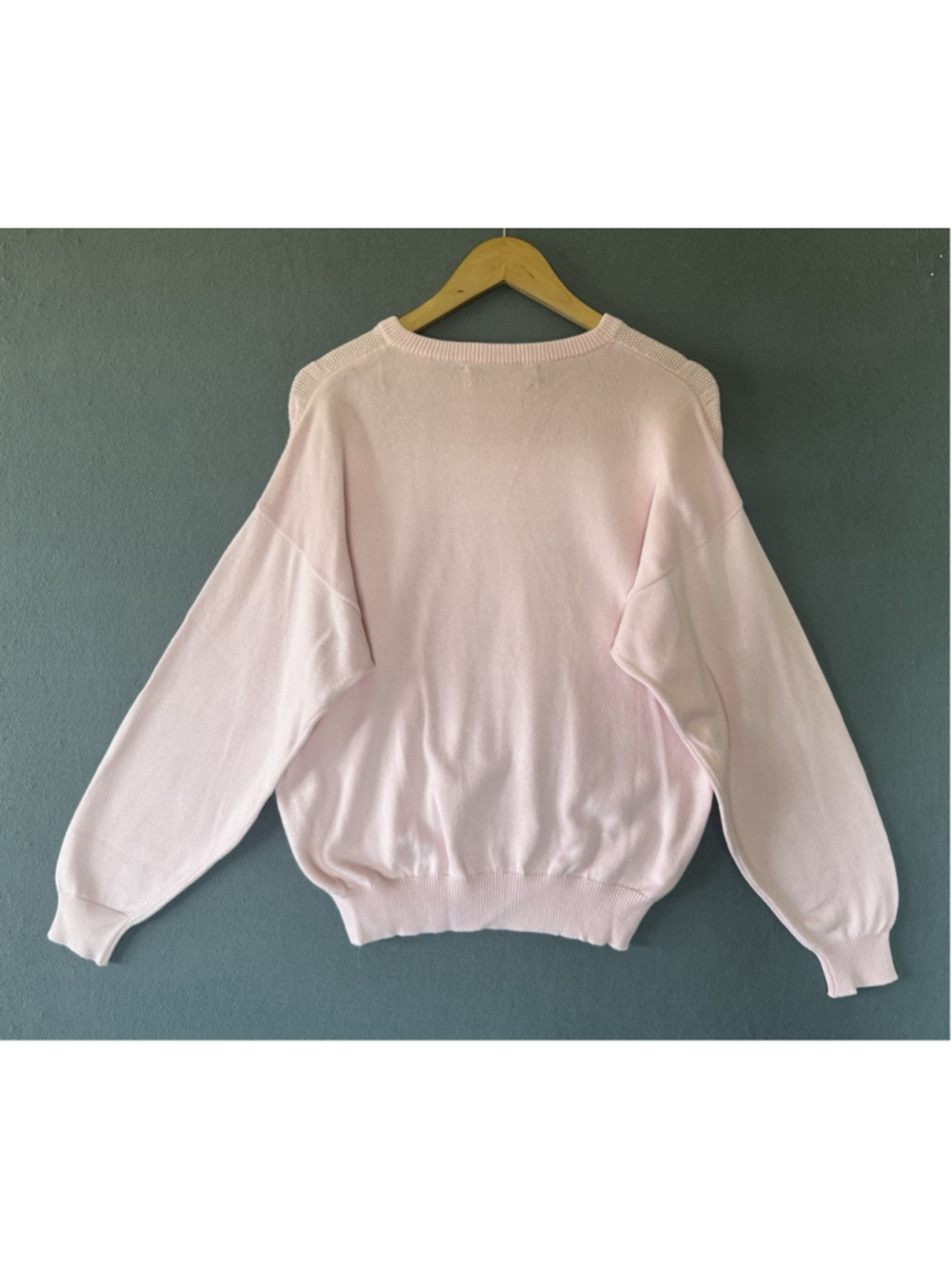 Vintage Lyle & Scott Pink Sweater Made in Scotland Cotton Knit Medium - Picture 6 of 9